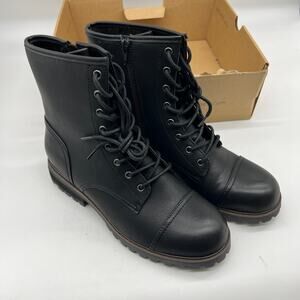 B.O.C Combat Boots Women's 9.5 M Black Faux Leather Boots